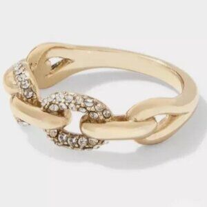 Gold Pavé Frozen Chain Ring by Stella & Dot, Size 8 - NWOT